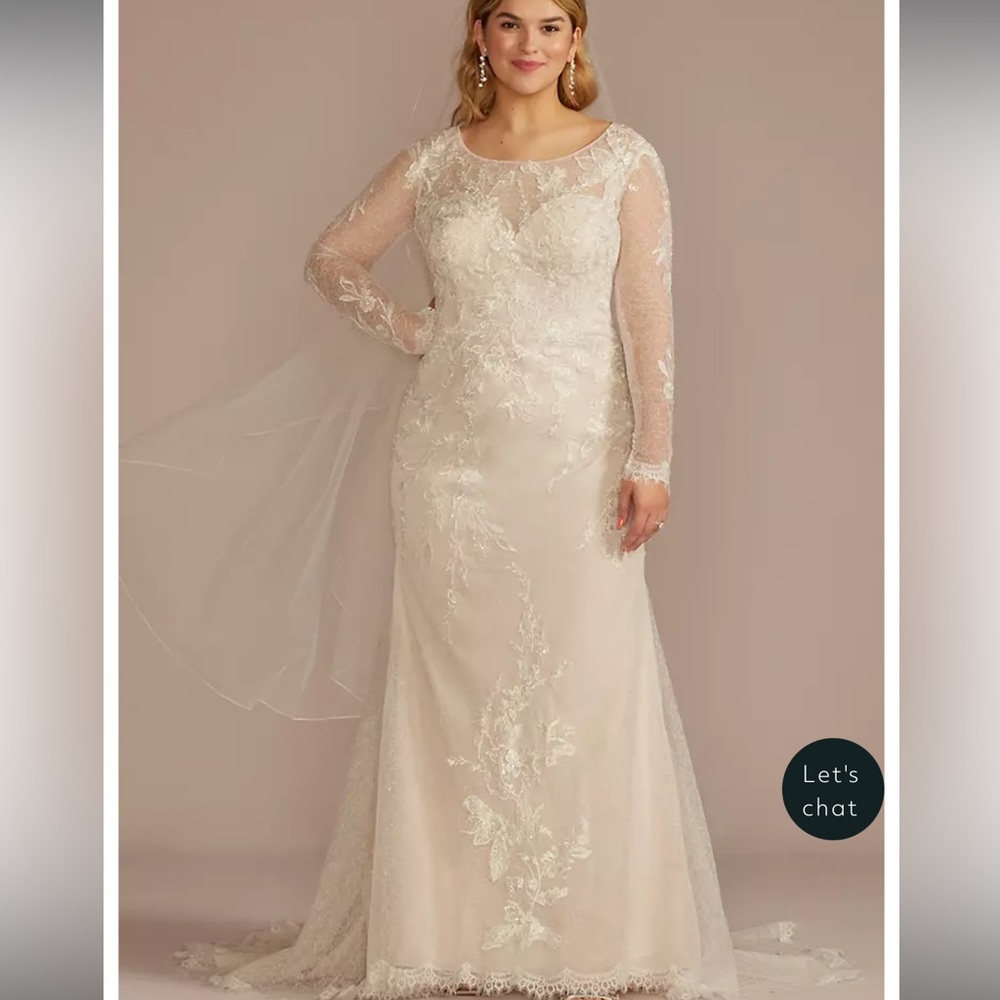 Melissa Sweet Allover Lace Long Sleeve Sheath Wedding Dress